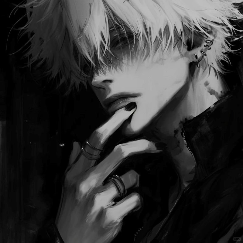 ảnh anime boy đen trắng