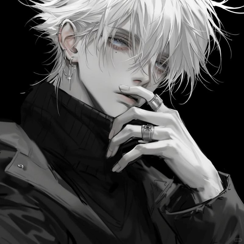 ảnh anime boy lạnh lùng trắng đen