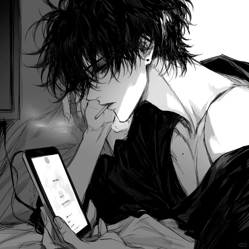 ảnh anime đen trắng nam