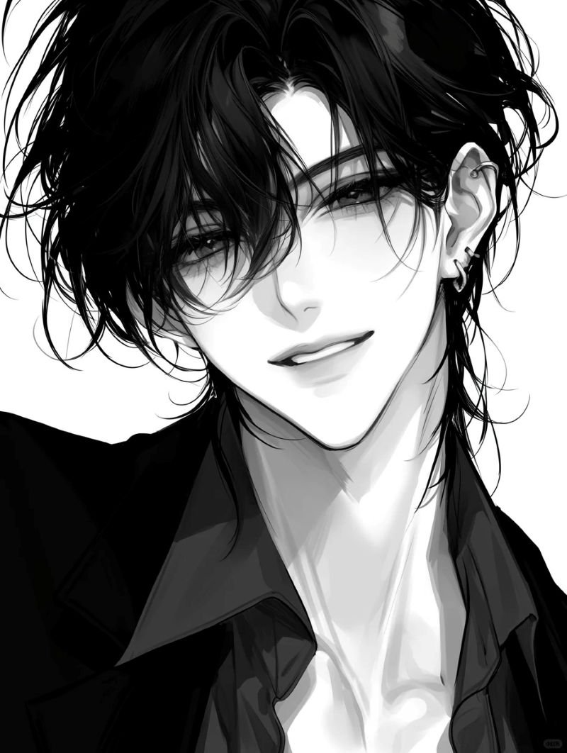 ảnh anime nam đen trắng (10)