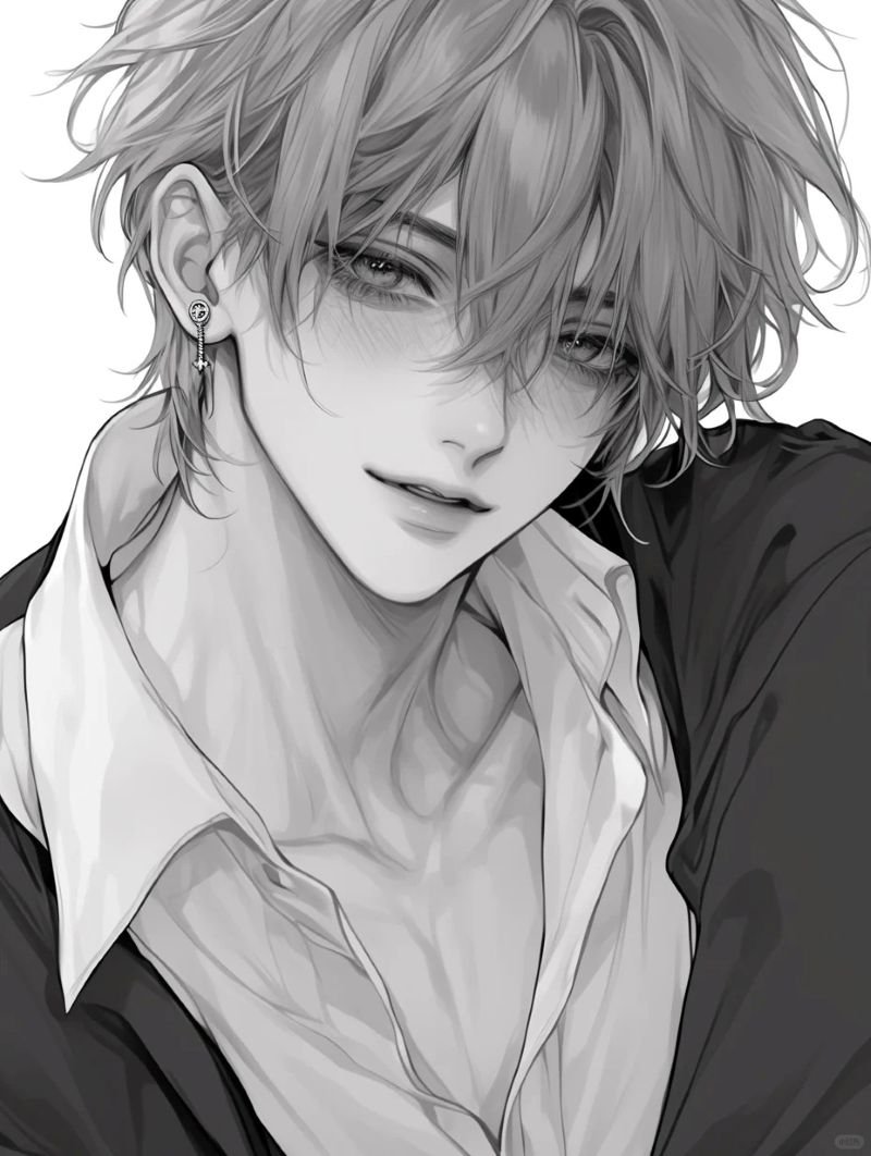 ảnh anime nam đen trắng (11)