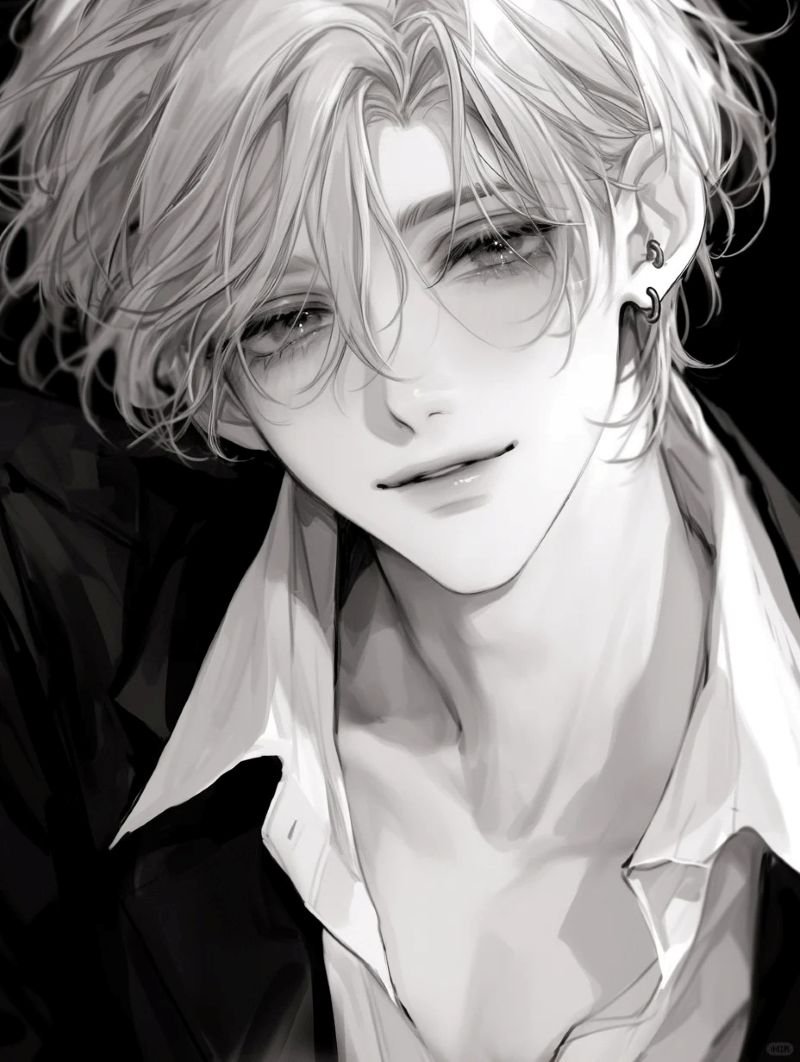 ảnh anime nam đen trắng (13)