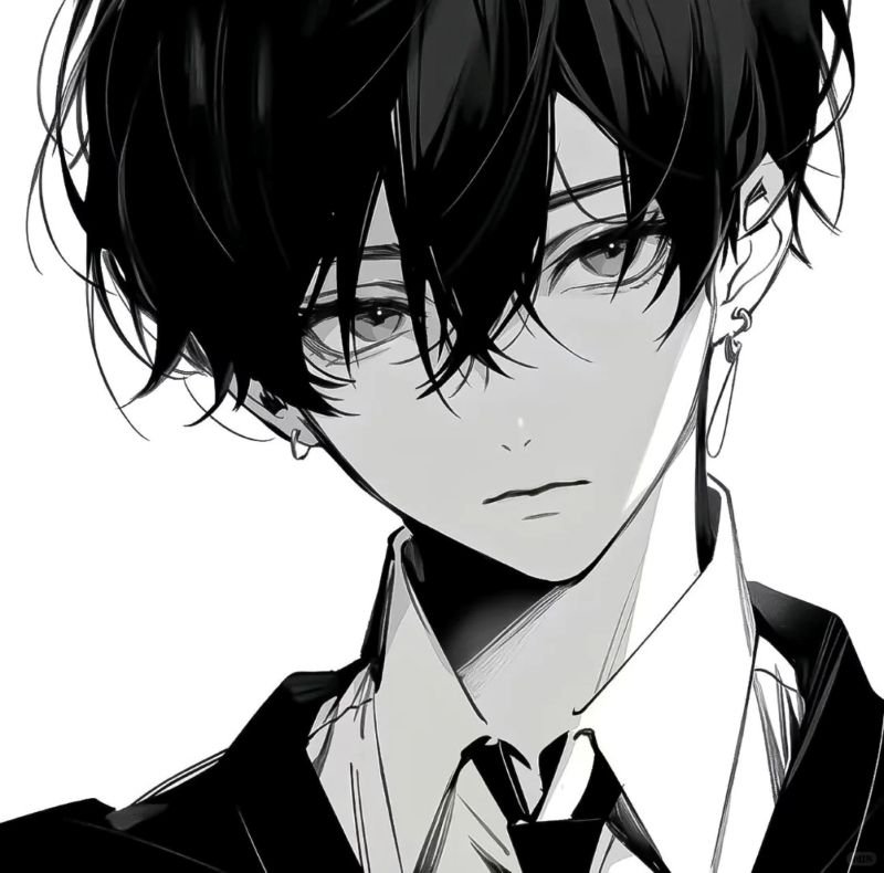 ảnh anime nam đen trắng (17)