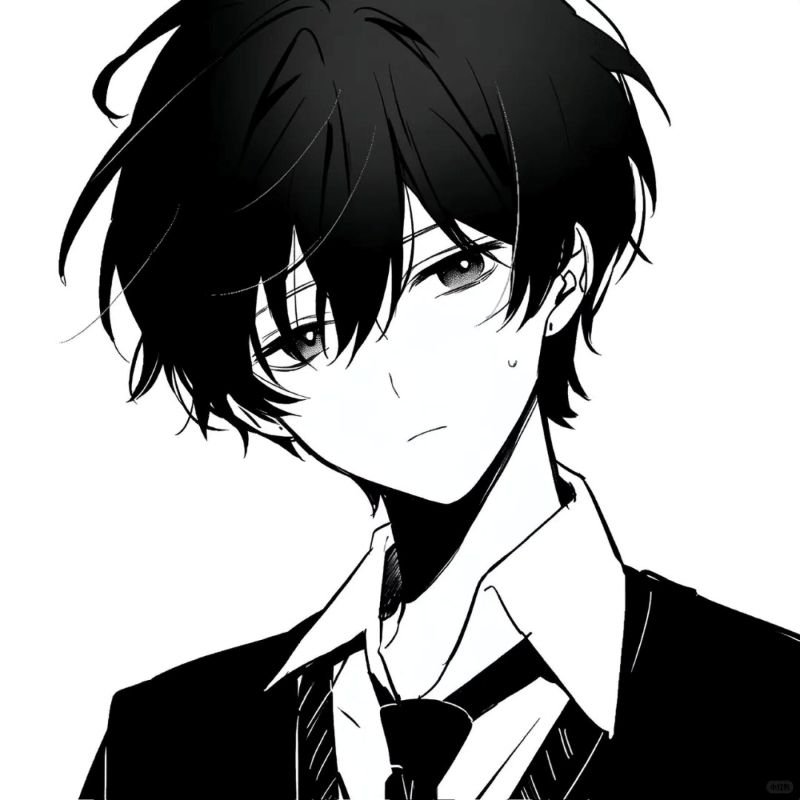 ảnh anime nam đen trắng (18)