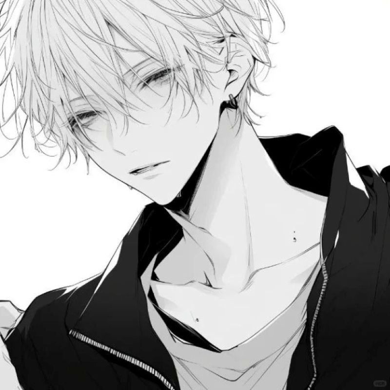 ảnh anime nam đen trắng (2)