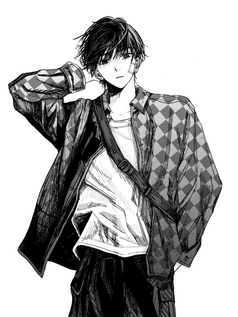 ảnh anime nam đen trắng (25)