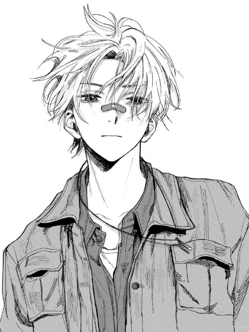 ảnh anime nam đen trắng (26)