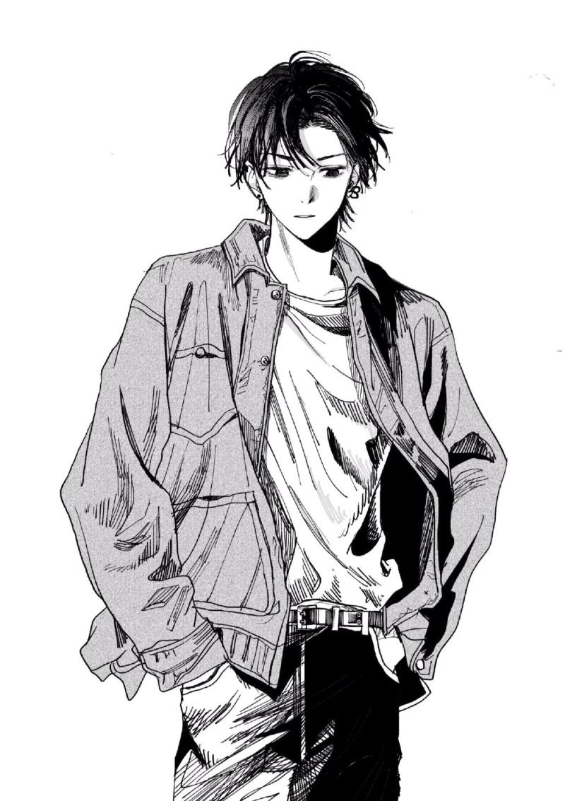 ảnh anime nam đen trắng (27)