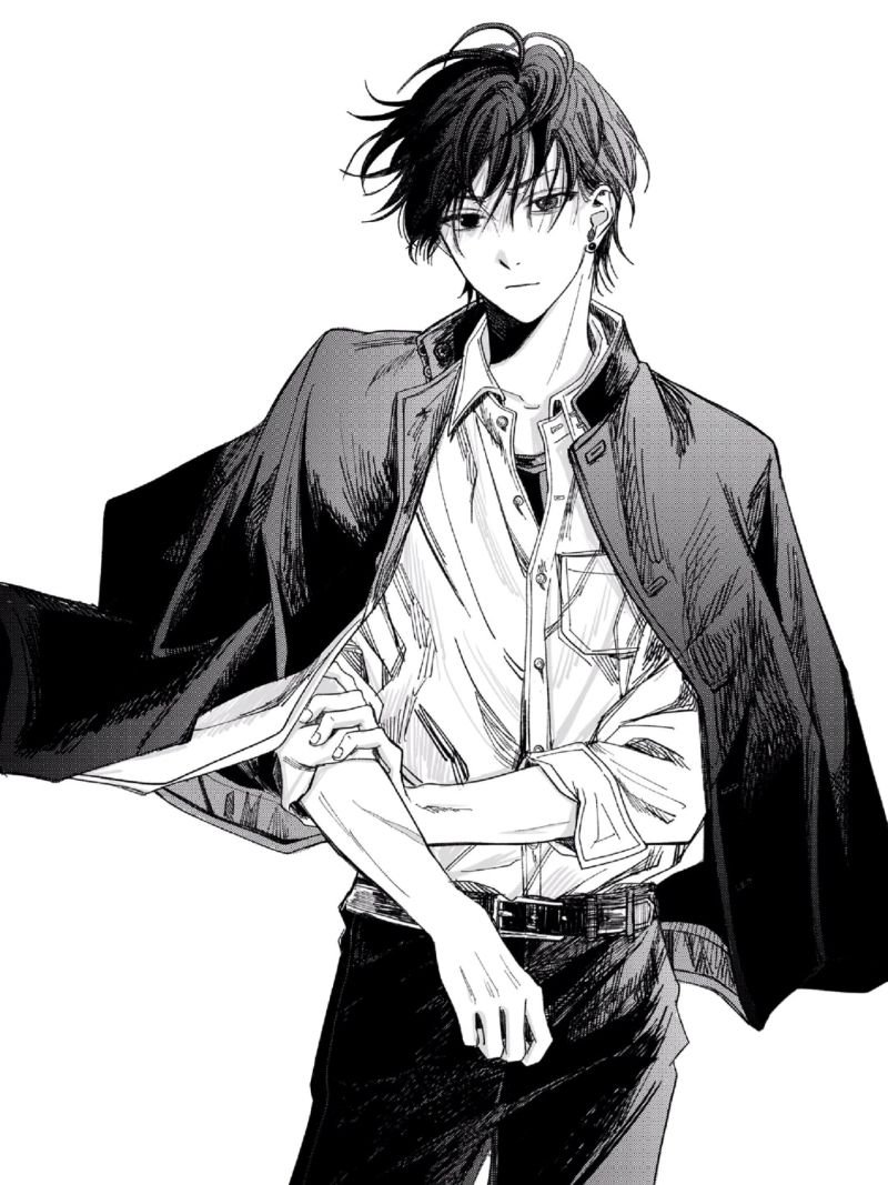 ảnh anime nam đen trắng (28)