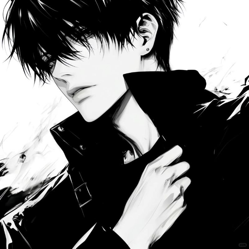 ảnh anime nam đen trắng (3)