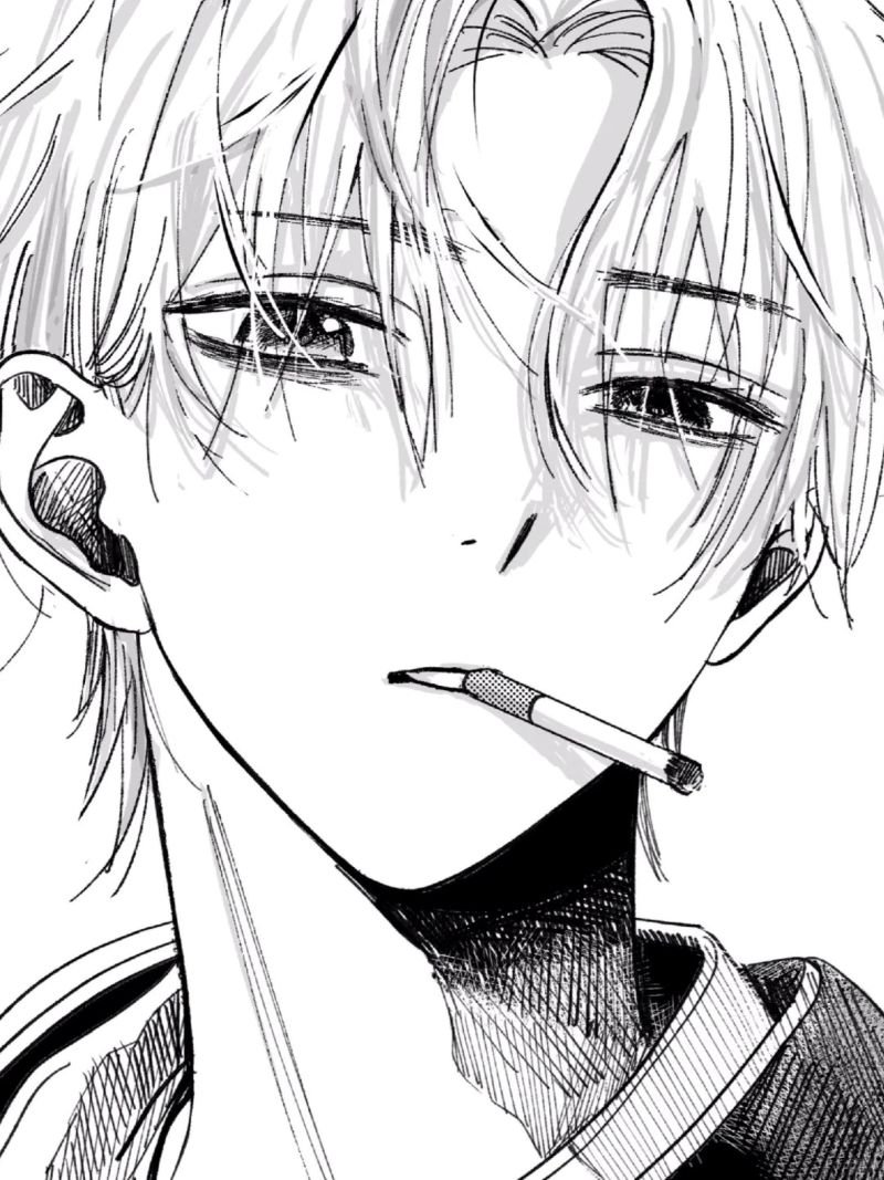 ảnh anime nam đen trắng (32)