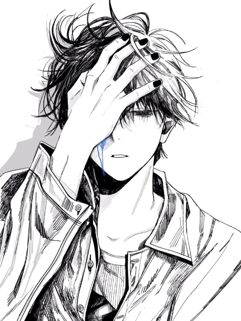 ảnh anime nam đen trắng (34)