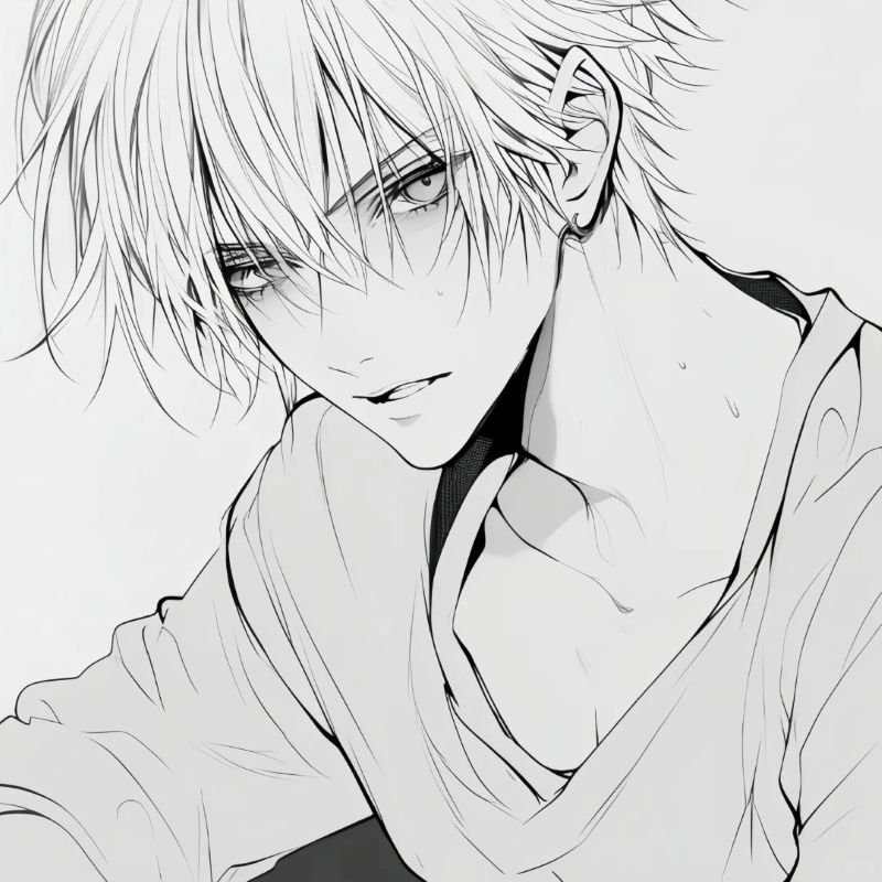 ảnh anime nam đen trắng (5)