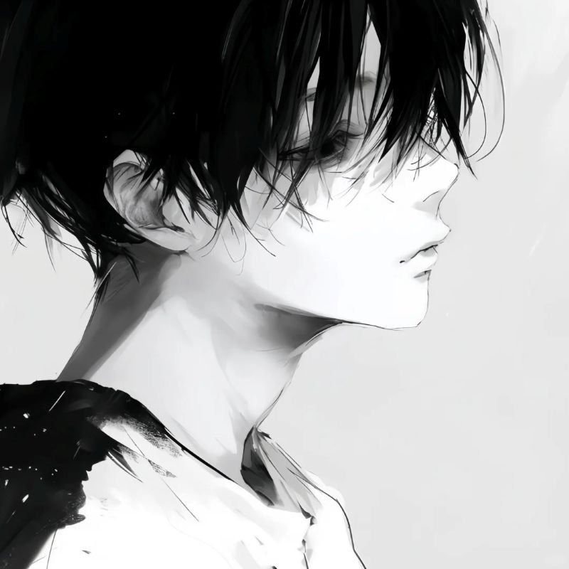 ảnh anime nam đen trắng (7)