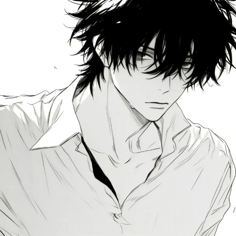 ảnh anime nam đen trắng (8)