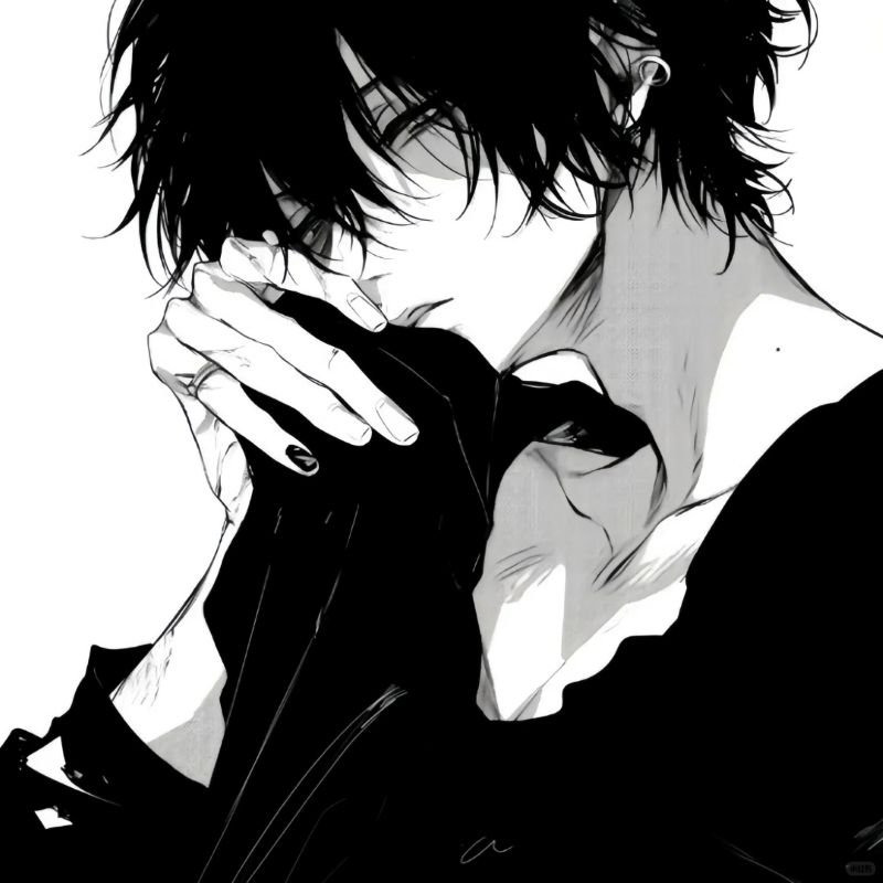 ảnh anime nam đen trắng (9)