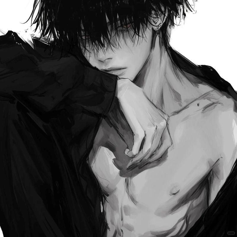 ảnh anime nam lạnh lùng trắng đen