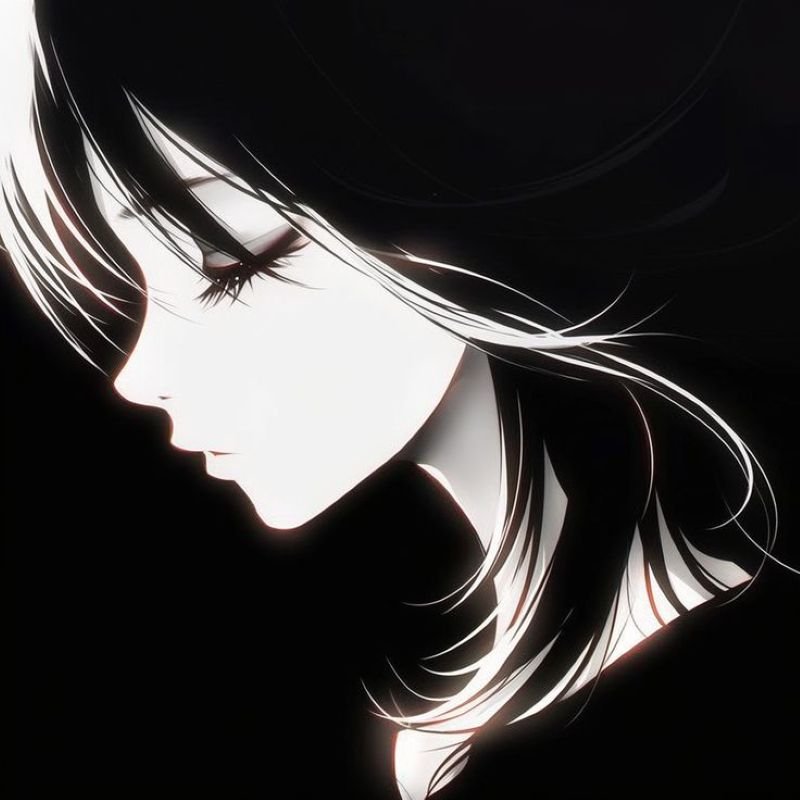 ảnh anime nữ ngầu trắng đen