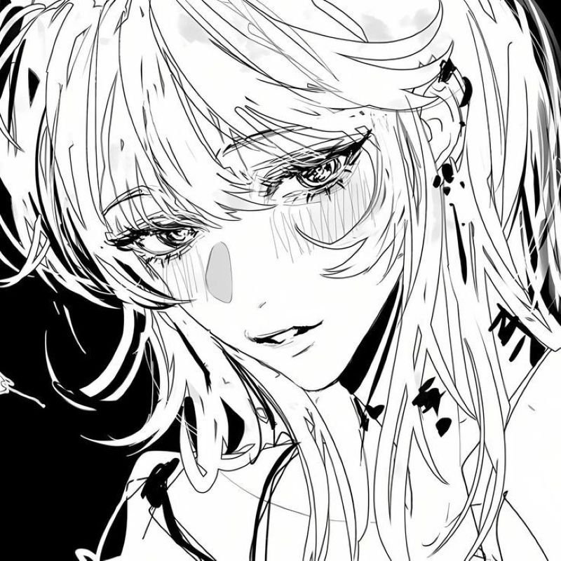 ảnh anime nữ trắng đen (13)