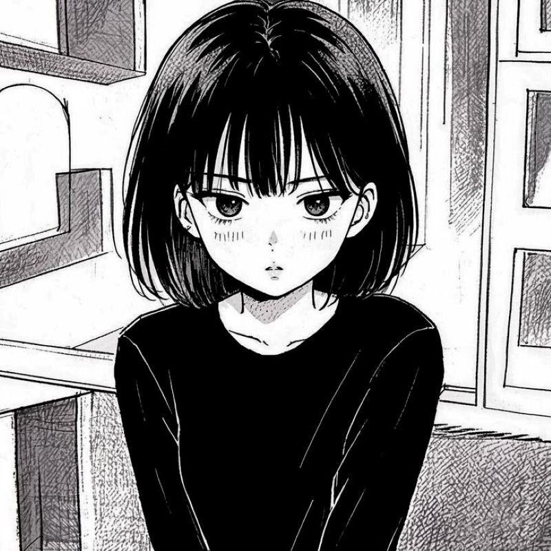 ảnh anime nữ trắng đen (19)