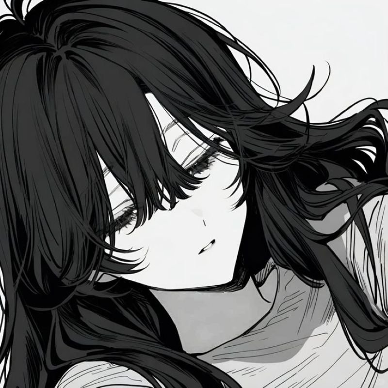 ảnh anime nữ trắng đen (2)