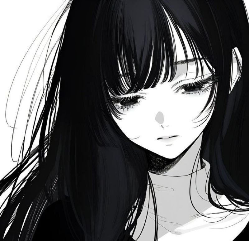 ảnh anime nữ trắng đen (27)