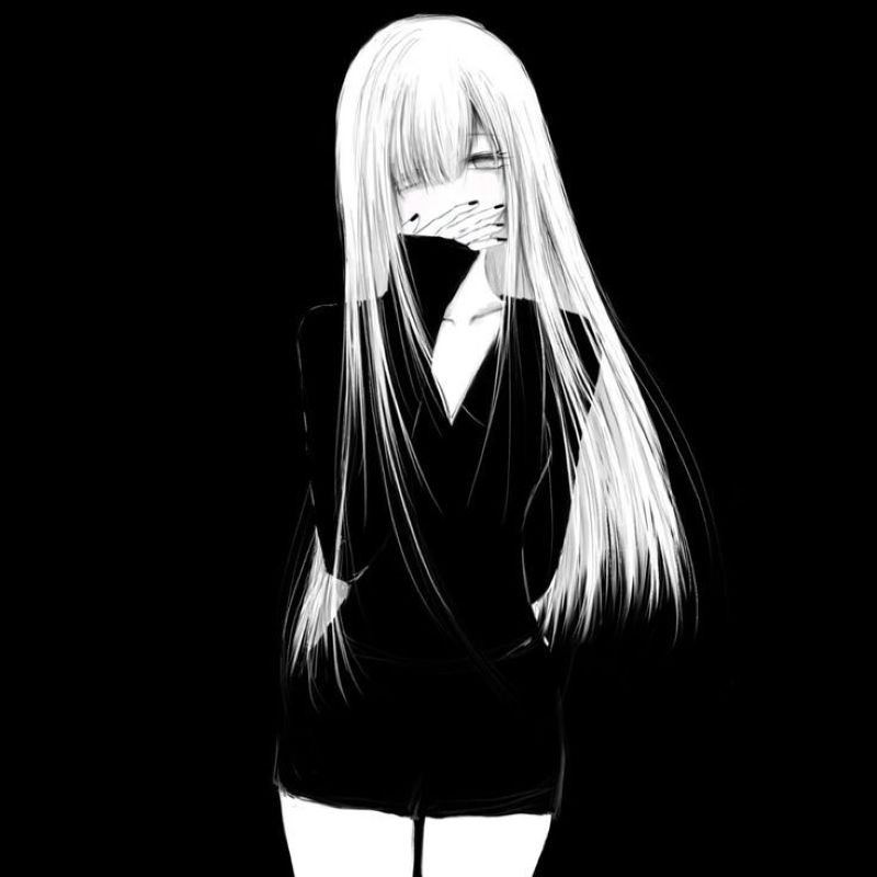 ảnh anime nữ trắng đen (3)