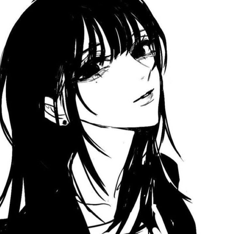 ảnh anime nữ trắng đen (8)