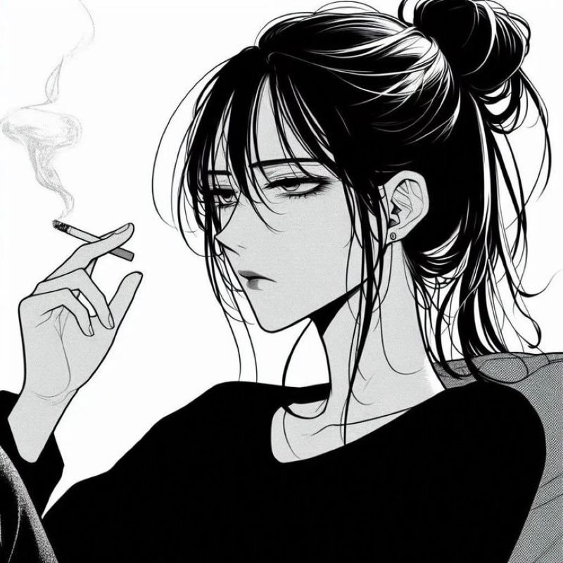 ảnh anime nữ trắng đen (9)