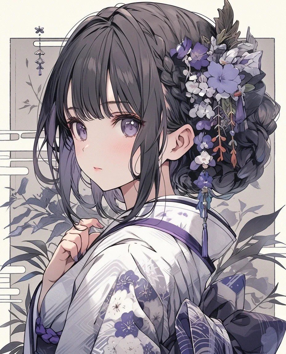 hình ảnh anime nữ mặc kimono (1)