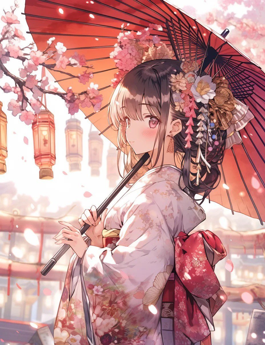 hình ảnh anime nữ mặc kimono (12)