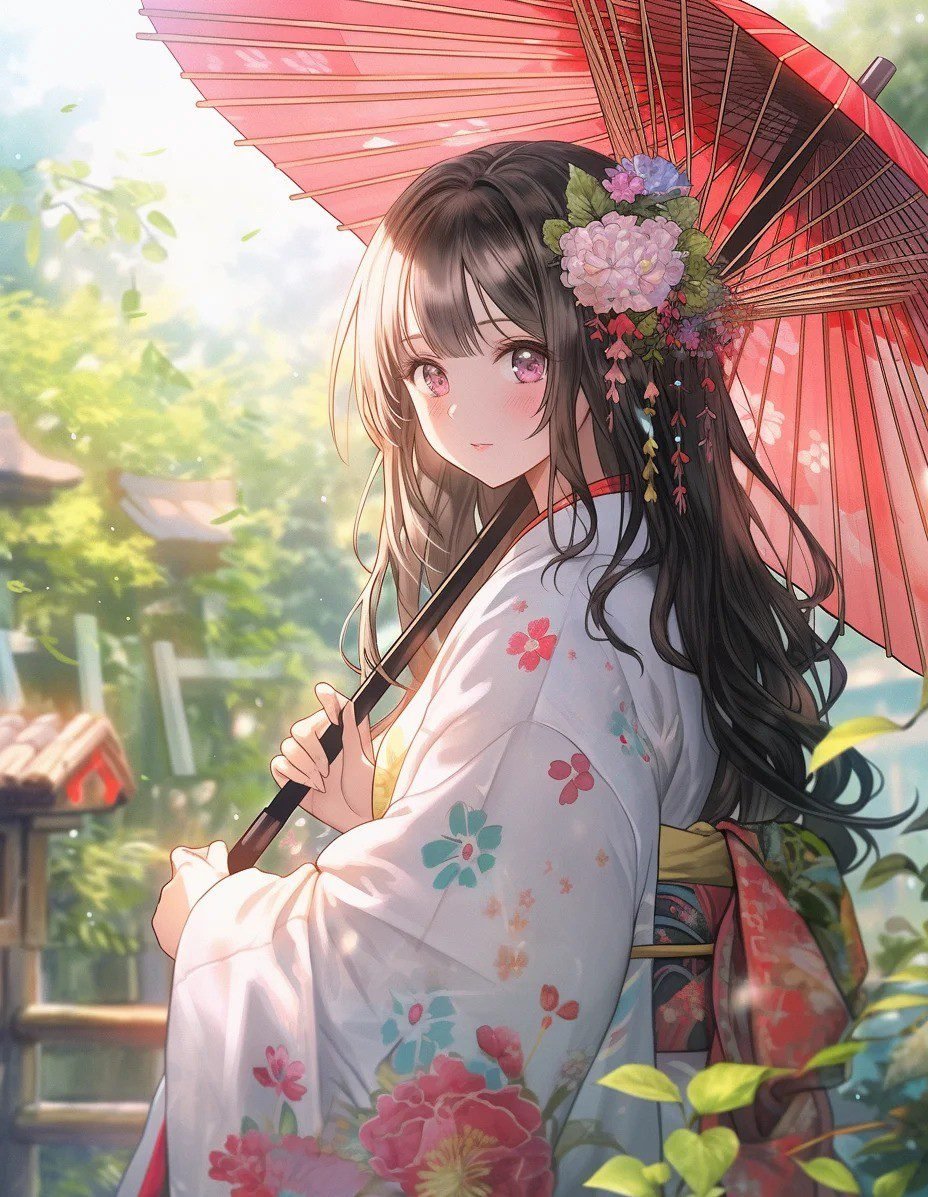 hình ảnh anime nữ mặc kimono (18)