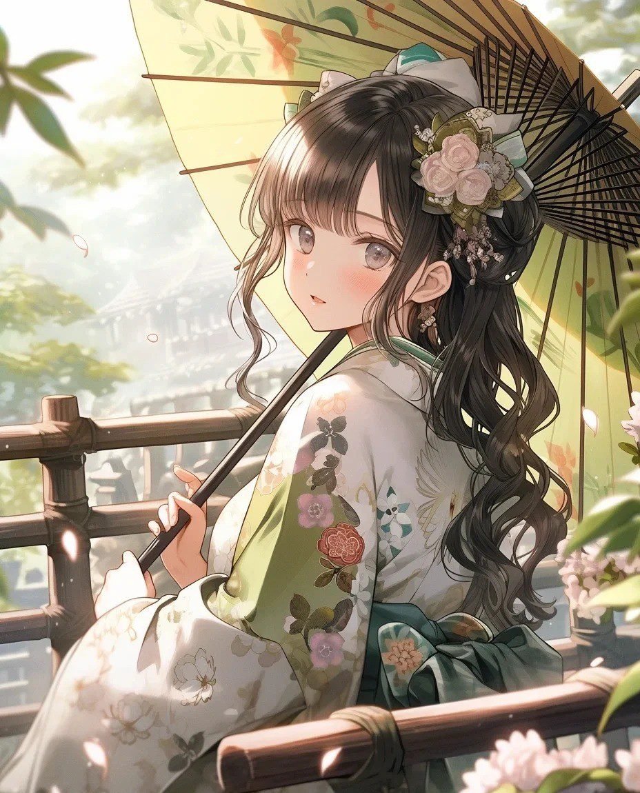 hình ảnh anime nữ mặc kimono (2)