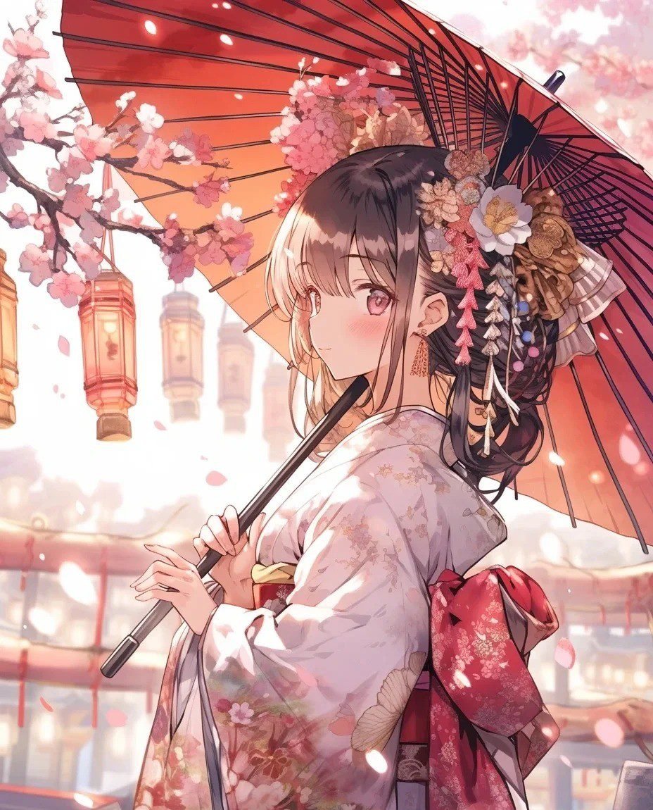hình ảnh anime nữ mặc kimono (3)