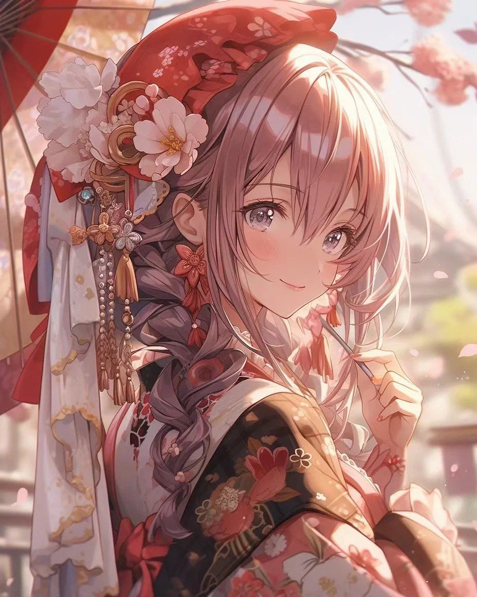 hình ảnh anime nữ mặc kimono (5)