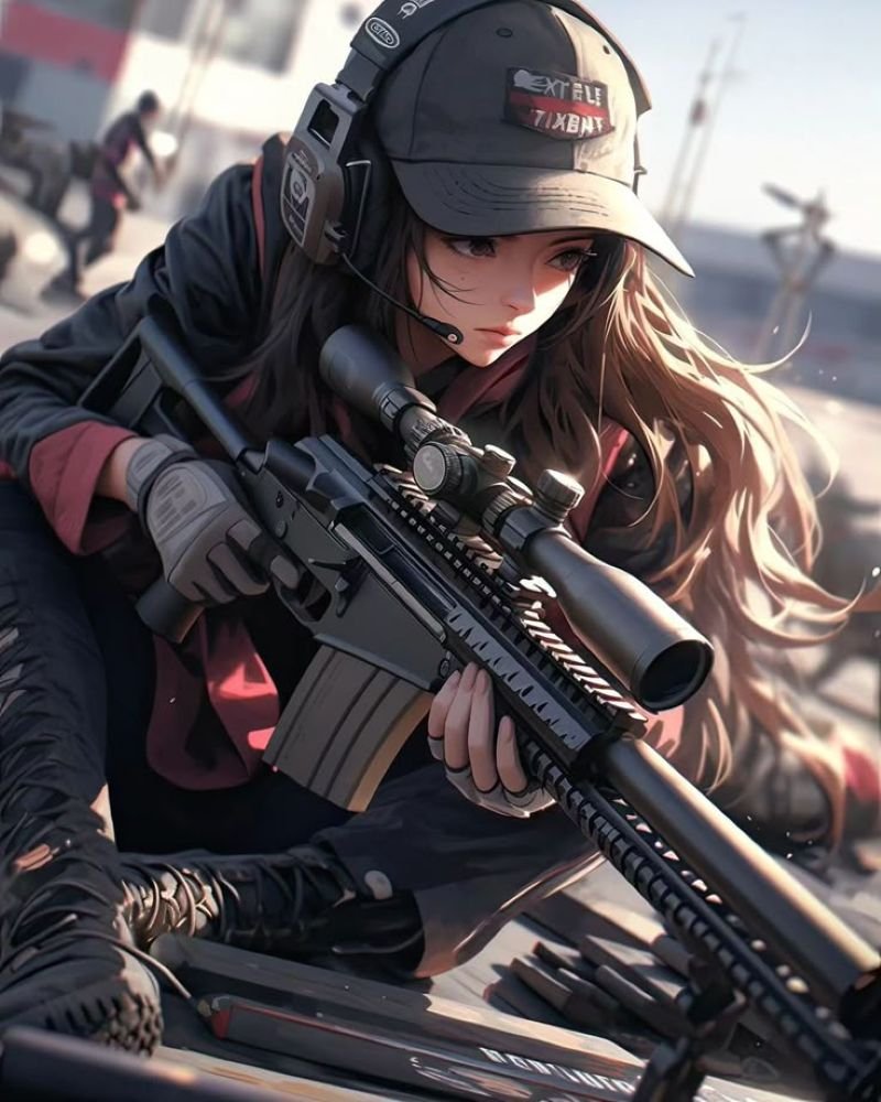 hình ảnh anime nữ ngầu cầm súng