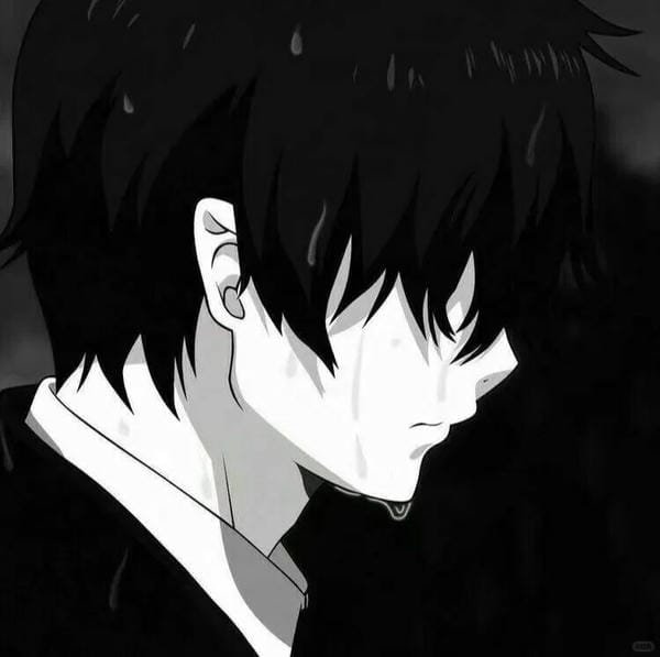 ảnh anime nam buồn đen trắng (1)