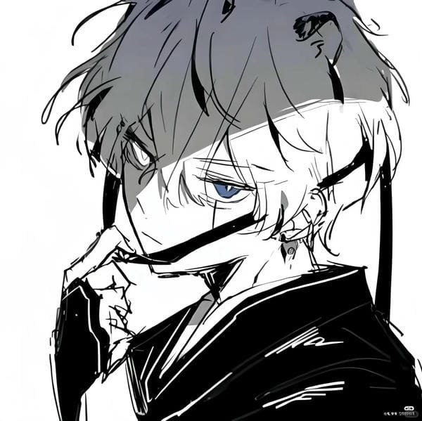 ảnh anime nam buồn đen trắng (13)