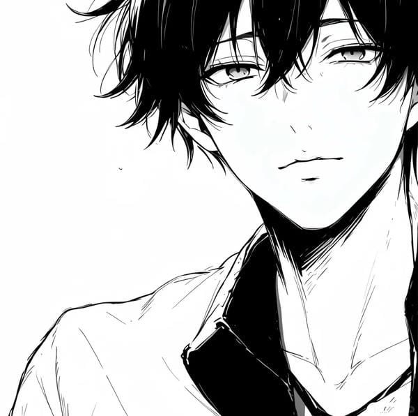 ảnh anime nam buồn đen trắng (15)