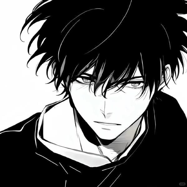 ảnh anime nam buồn đen trắng (16)