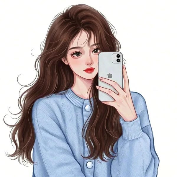 ảnh avatar đẹp anime cầm điện thoại che mặt (10)