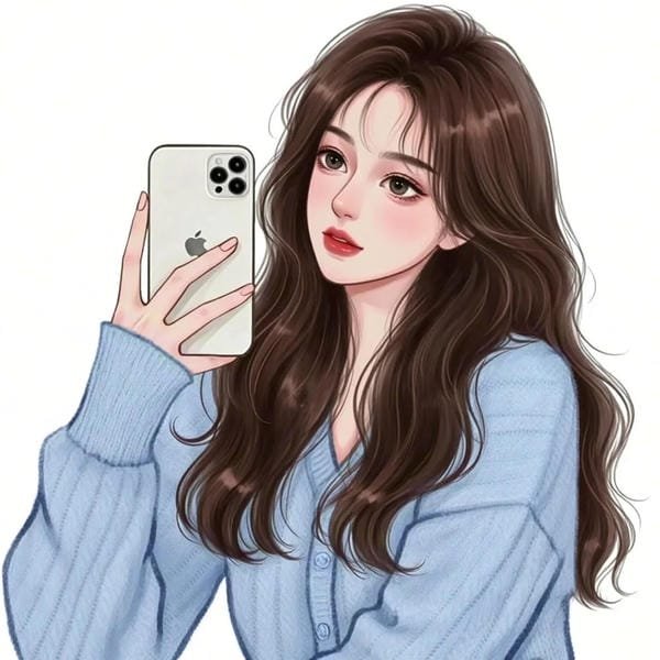 ảnh avatar đẹp anime cầm điện thoại che mặt (11)