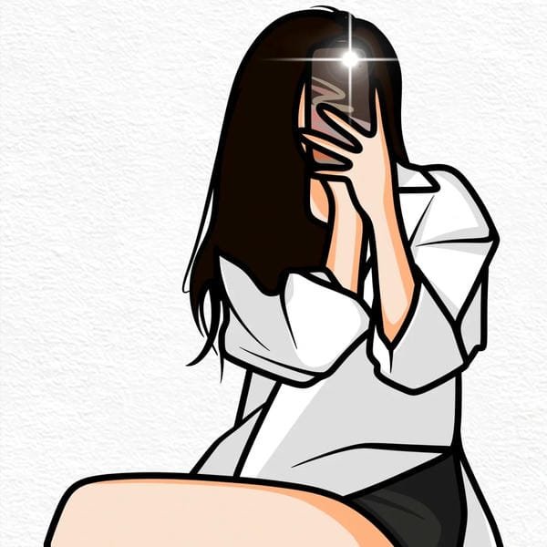 ảnh avatar đẹp anime cầm điện thoại che mặt (17)