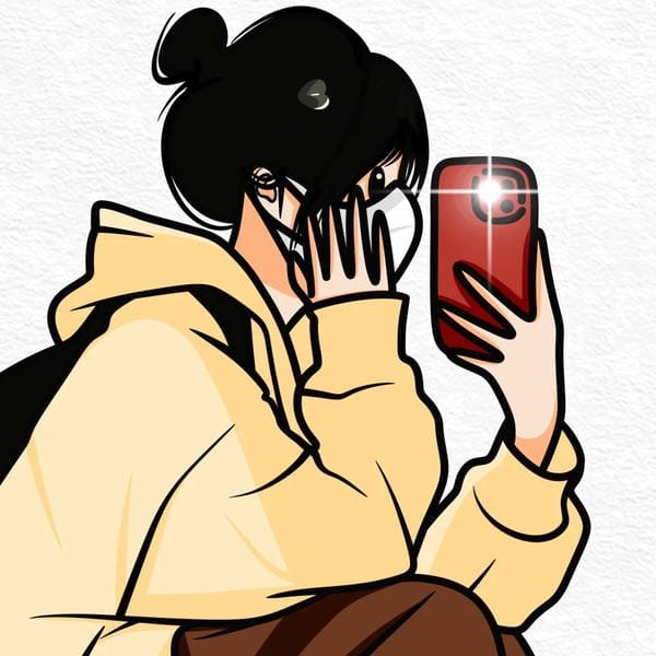 ảnh avatar đẹp anime cầm điện thoại che mặt (20)