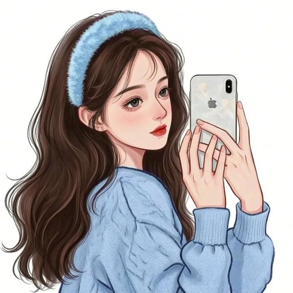 ảnh avatar đẹp anime cầm điện thoại che mặt (7)