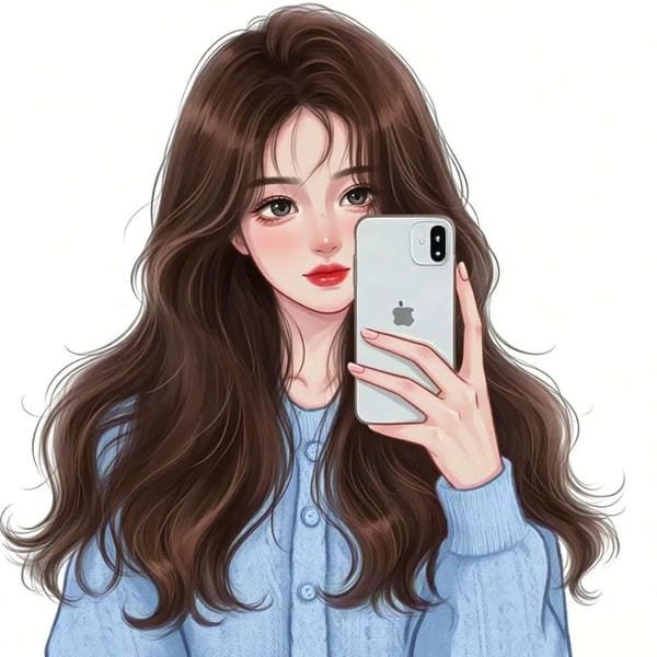 ảnh avatar đẹp anime cầm điện thoại che mặt (9)