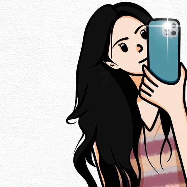 ảnh, chụp trước gương che mặt nữ đẹp anime